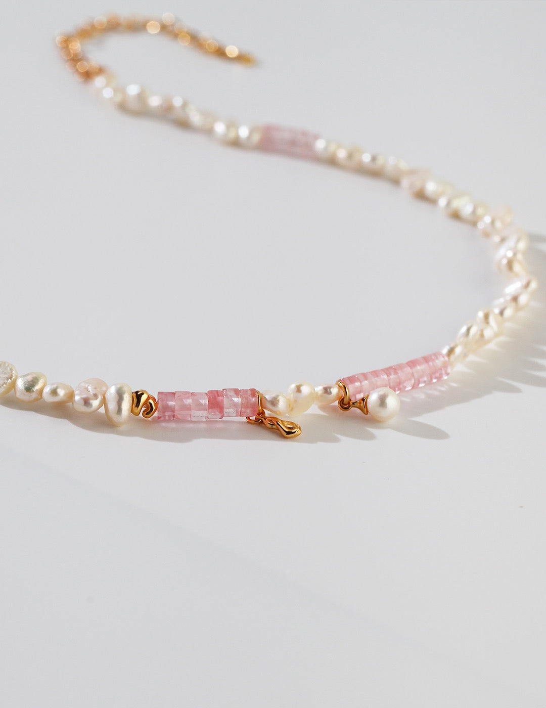 Rose Crystal Pearl Necklace