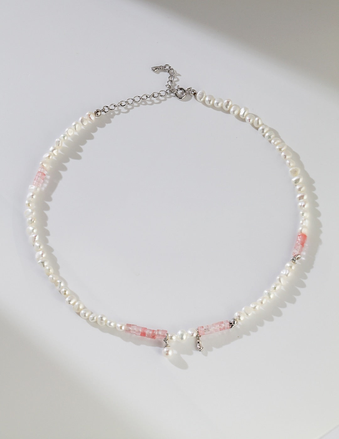 Rose Crystal Pearl Necklace